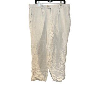 Cubavera Men's Pants Linen Blend Flat Front Beige Old Money Size 38 x 26